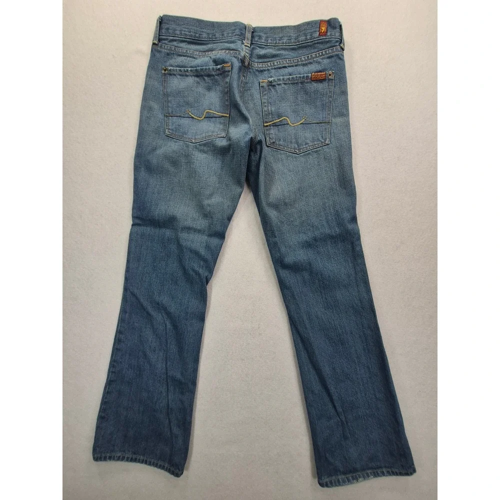 7 For All Mankind Flare Leg Jeans Women's 31 Medium Wash Blue USA